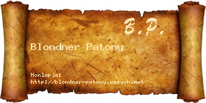 Blondner Patony névjegykártya